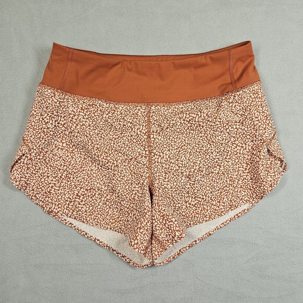 ATHLETA Shorts Womens XS Run With It 3.5" Printed Shorts Cheetah‎ Rust Orange